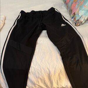 Adidas Women's Black Joggers with White Stripes